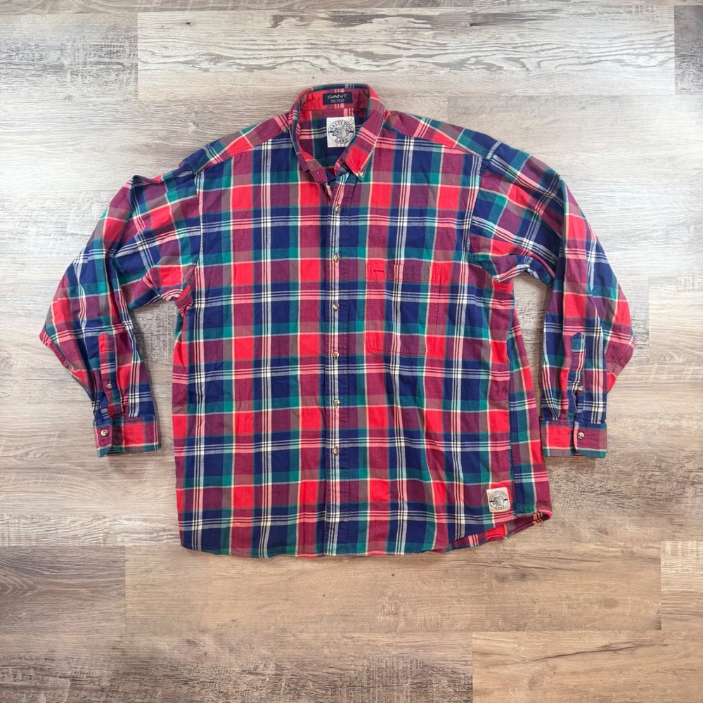 Vintage Gant Salty Dog Mens Large Flannel Shirt Plaid Button Down Gorpcore Hike